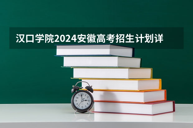 汉口学院2024安徽高考招生计划详解